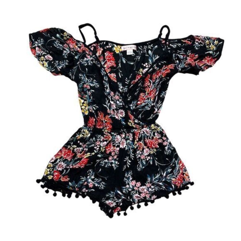 Band of Gypsies Women's XS Floral Cold Shoulder Romper‎ Multicolor Boho